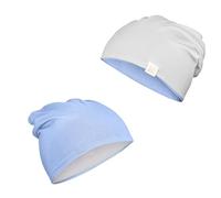 MAYLILY - Hat - Double-Sided Hat - Two-Tone Beanie - Bamboo Hat - Bamboo Cap - Children's Hat - Bamboo Hood Baby - Bamboo Hat -, Light Grey - Light Blue, 36-50