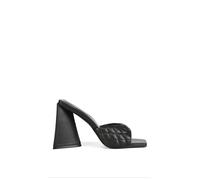 'Maylin' Quilted Square Toe Sculptured Flared High Heels XY London Black 4