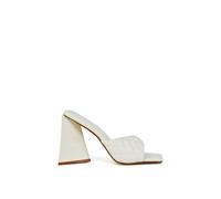 'Maylin' Quilted Square Toe Sculptured Flared High Heels XY London White 6