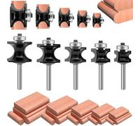 MAYLINE 1/4 Inch Shank Router Bit Set 5 PCS, Wood Cabinet Carbide CNC Cutting Tool for Door&Table Tongue Groove Rail Stile Woodwork Milling Cutter Panel Router Bits Sets (DR-05)
