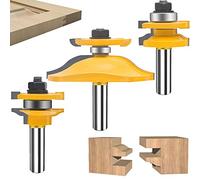 MAYLINE 3PCS Router Bit Set 1/2-Inch Shank, Raised Panel Cabinet Door Round Over Router Bit Set, Groove Tongue Wood CNC Milling Cutter Tool with Back-Cutter(Silver)