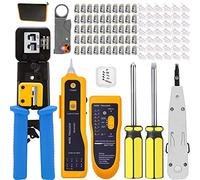MAYLINE CAT5/CAT6/Cat7 Cable Portable Phone Network Repair Kit, RJ45/RJ11/RJ12 Computer Crimp Stripping Cutter Set, Professional Wire Crimping Tester Tools, End-Pass-Through Connectors(Blue)