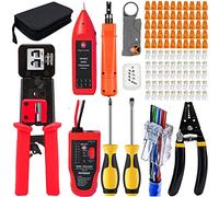MAYLINE CAT5/CAT6 Crimper Tool Crimping Tools Set Network Cable Wire Stripper Repair Kit for RJ45, Maintenance Ethernet Punch Down Stripping Cutter, Professional Wire Crimp LAN Cable Tester(Red)