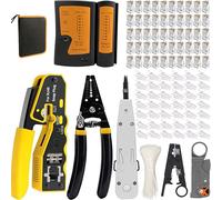 MAYLINE Crimp Tool RJ45/RJ12/RJ11, Ethernet Computer Maintenance Cat5 Cat6 Cable Tester Repair Wire Stripping Cutter, 6P 8P Crimper Cutter, Network Crimping Tool Kit Set (Yellow)