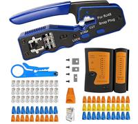 MAYLINE Crimper RJ45 CAT7 Network Cutter Crimping Tool Kit Pass Through CAT5 CAT6 Professional Net Maintenance LAN Cable Tester Stripper Wire Crimp Repair Plier Set (Black)