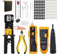 MAYLINE RJ11/RJ12/RJ45 Network Crimp Cable Repair Tool Kit, Crimper CAT5/CAT6 Ethernet Stripping Punch Down Cutter Set, Professional Wire Stripper Crimping Tester(Black)
