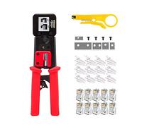 MAYLINE RJ45 Cat5 Cat5e Cat6 Crimp Tool Kit Pass Through Crimping, Ethernet Crimper Network Tool for Pass Through and Legacy Connector(Rose Red)