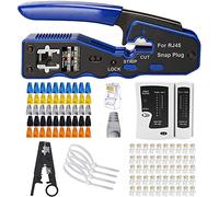 MAYLINE RJ45 Crimp Tool Crimper CAT5 CAT6 Network Cable Plug Crimping Cutter for RJ11/RJ12 Wire Punch Down Stripper for Regular End-Pass Through Telephone Cables Connectors (Silver)