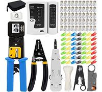 MAYLINE RJ45 Crimping Tool Kit, Cable Tester Crimper CAT5 CAT6 Crimp Punch Down Cutter Tool for RJ45/RJ12 Ethernet Connectors Covers with Network Wire Stripper (Blue)