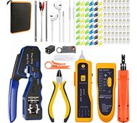 MAYLINE RJ45 Network Crimp Tool Kit Set, Cat5 Cat6 8P 6P Cable Tester Repair Wire Stripping Cutter kit, RJ45/RJ12 Coax Plug Crimping, RJ11 Wire Data LAN Detector Stripper (Black)