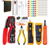 MAYLINE RJ45 Network Crimp Tool Kit Set, Crimper CAT5 CAT6 8P 6P CAT7 Cable Tester Repair Ethernet Stripping Cutter Kit, Coax Plug Crimping, Pass Through Wire Data LAN Detector Stripper(RED)