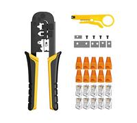 MAYLINE RJ45 Network Crimper Cable Tester Kit Professional Net Crimp Computer Repair Tool Maintenance LAN CAT5 CAT6 CAT7 Professional Ethernet Punch Down Crimping ToolSet (YELLOW)