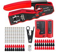 MAYLINE RJ45 RJ12 Crimp Network Tool kit, CAT5 CAT6 Stripper Cable Crimping Tool, Professional LAN Cable Tester, Ethernet Crimper kit&RJ45 Crimp Repair Tool with Connectors(Red)