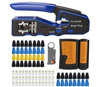MAYLINE RJ45 RJ12 Crimp Network Tool kit CAT5 CAT6 Stripper Cable Crimping Tool Professional LAN Cable Tester Ethernet Crimper kit&RJ45 Crimp Pass Through Repair Tool with Connectors(Grey)