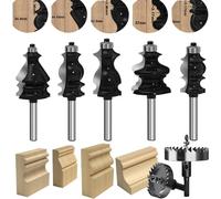 MAYLINE Router Bit Set 1/4 Inch Shank 5 PCS, Woodwork Milling Groving Cutter Router Bits Sets, Tongue Groove Rail Stile Wood Miter Cabinet CNC Cutting Tool for Door Table(NO-03)