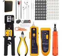MAYLINE-TECH Crimping Tool CAT5/CAT6/Cat5e Cable Crimper Network Repair Kit, RJ45/RJ11/RJ12 Crimp Stripping Cutter Set, Professional Wire Crimping Tester Tools, End-Pass-Through Connectors (Orange)