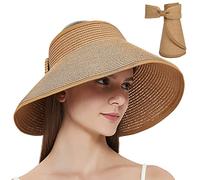 Maylisacc Open Top Sun Visor Hat Adjustable, Rollable Topless Ponytail Visor Cap Breathable and Comfortable for Women, Khaki