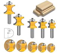 MAYLNE 1/2 Inch Shank Bullnose Router Bit Set 5PCS,Half Round Bearing Carbide Tipped Round Edge Cutting Bits，Radius Wood Door Cabinet Router Bits Sets Woodworking Tool (AQ2-G)
