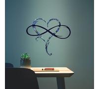 MayLove-US Infinity Heart Metal Wall Decor, Unique Infinity Heart Wall Decor Love Sign Plaque Steel Art Geometric Bedroom Ornaments Cut Out for Home, Wedding Decor (11.4x13.7in, Dark Blue)