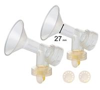 Maymom 27 mm One-Piece Breastshield w/ Valve, Membrane Replacement for Medela Breast Pumps (Pump in Style, Lactina, Symphony) x 2