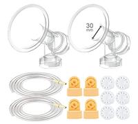 Maymom Breast Pump Accessory Set for Medela Pump in Style Pumps; Incl. 2 XL One-piece 30 mm Breastshields, 4 Valves, 6 Membranes, & 2 Replacement Tubing for Pump-in-Style Advanced Sold After July 2006; Replacement Parts for Medela Extra Large Breastshield & Personal Fit Connector, Medela Tubing, Valves and Membranes