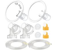 Maymom Breast Pump Kit Compatible with Medela Pump in Style Advanced Pump; 2xTwo-Piece 19mm Breastshield, 2 Valve, 4 Membrane, 2 Replacement Tubing; Replacement Part for Medela Shield, Medela Valve