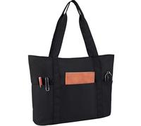 MAYMOONER Black Tote Bag with Laptop Compartment for Women 15.6inch Large Nylon Computer Tote Bag Handbag for Work School University Nurse Teacher