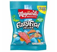 Maynards Bassetts Fizzy Fish 12x130g | Fruit Flavoured Fizzy Gums | Fun Fish Shaped Sweets