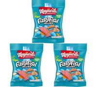 Maynards Bassetts Fizzy Fish Jellies Sweets Bag, Soft & Fizzy Fruity Fish Shaped Candies, 130 g (Pack of 3)