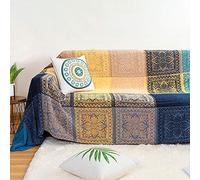 MayNest Bohemian Tribal Throws Blankets Reversible Colorful Red Blue Boho Hippie Chenille Jacquard Fabric Throw Covers Large Couch Furniture Sofa Chair Loveseat Recliner Oversized (Blue, L:102x87)