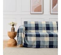 MayNest Bohemian Tribal Throws Blankets Reversible Colorful Red Blue Boho Hippie Chenille Jacquard Fabric Throw Covers Large Couch Furniture Sofa Chair Loveseat Recliner Oversized (Blue2, L:102x87)