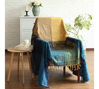 MayNest Bohemian Tribal Throws Blankets Reversible Colorful Red Blue Boho Hippie Chenille Jacquard Fabric Throw Covers Large Couch Furniture Sofa Chair Loveseat Recliner Oversized (Blue, S:60x75)
