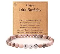 Maynor 16th Birthday Gifts for Girls Women, Pink Zebra Bracelet, Natural Stone Healing Anxiety Crystal Bracelet Birthday Gift for Women Friend Mom Daughter Grandma Sister Wife