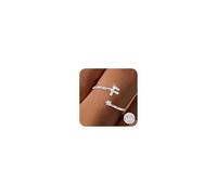 Maynor 925 Sterling Silver Rings for Girls Women A-Z Initial Cubic Zirconia Adjustable Rings from Sizes J½ to S Thumb Finger Ring Teen Girl Gifts