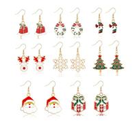 Maynor Dangly Christmas Earrings for Women Girls, 8 Pairs Cute Drop Dangle Earrings for Christmas Gifts Vintage Holiday Xmas Party Jewellery