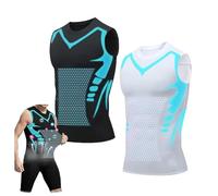Maynox Vitaboost Shirt, Maynox Vest, Vitaboost Compression Shirt for Men, 2024 New Ionic Shaping Sleeveless Vest (3X-Large,Black+White)