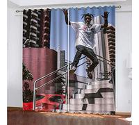MAYNUO Bedroom Blackout Curtains 3D Super Soft Kids City Street Boy Curtain For Living Room 104x94Inch 2Pcs Top Eyelet Room Darkning Blackout Thermal Insulated Ring