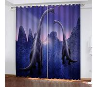 MAYNUO Bedroom Curtains 3D Purple Animal Dinosaur Print Blackout Eyelet Curtain For Living Room 55x94Inch Thermal Insulated Bedroom, Boys Kids Door, 2 Panels Nursery