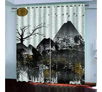 MAYNUO Blackout Curtains For Bedroom 3D Abstract Forest Lake Art Thermal Insulated Window Curtain For Living Room For Girls Boys Kids, 2 Panels, 78x62Inch Pattern Eyelet Noise Reducing