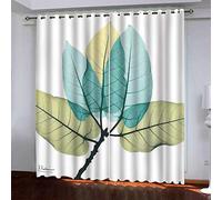 MAYNUO Blackout Curtains For Bedroom 3D Abstract Leaf Pattern Thermal Insulated Window Curtain For Living Room For Girls Boys Kids, 2 Panels, 78x62Inch Pattern Eyelet