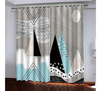 MAYNUO Blackout Curtains For Bedroom 3D Grey Geometric Mountains Thermal Insulated Window Curtain For Living Room For Girls Boys Kids, 2 Panels, 78x62Inch Pattern Eyelet