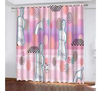 MAYNUO Blackout Curtains For Bedroom Abstract Statue Print 3D Pattern Eyelet Thermal Insulated Kids Boys Girls 55x62Inch Curtain For Living Room