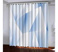 MAYNUO Blackout Curtains For Bedroom Simplified Blue Geometry Print 3D Pattern Eyelet Thermal Insulated Kids Boys Girls 55x62Inch Curtain For Living Room
