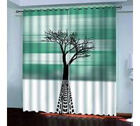 MAYNUO Children'S Blackout Curtains 3D Black Abstract Tree Drop 2 Panels Curtain Thermal Eyelet Room Darkening 104x84Inch Print Pattern Window Drapes For Kids Bedroom