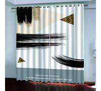 MAYNUO Children'S Blackout Curtains 3D Geometric Black And White Printing Drop 2 Panels Curtain Thermal Eyelet Room Darkening 104x84Inch Print Pattern Window Drapes For Kids Bedroom