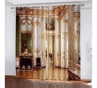 MAYNUO Children'S Blackout Curtains 3D Golden Corridor Space Extension Drop 2 Panels Curtain Light Blocking Thermal Eyelet Room Darkening 104x84Inch Print Pattern Window Drapes For Kids Bedroom