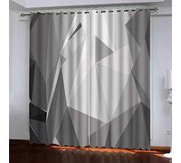 MAYNUO Children'S Blackout Curtains 3D Simple Three-Dimensional Gray Geometry Drop 2 Panels Curtain Thermal Eyelet Room Darkening 104x84Inch Print Pattern Window Drapes For Kids Bedroom