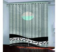 MAYNUO Curtains Blackout For Living Room Abstract Full Moon Landscape Eyelet Ring Top Thermal Insulated Drapes Home 110x102Inch 3D Print Patterned Bedroom Curtain Decoration 2 Panels Light Blocking
