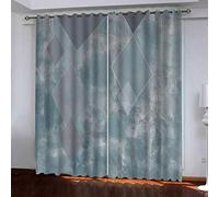 MAYNUO Curtains Blackout For Living Room Abstract Geometry Graffiti Eyelet Ring Top Thermal Insulated Drapes Home 110x102Inch 3D Print Patterned Bedroom Curtain Decoration