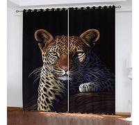 MAYNUO Curtains & Drapes Abstract Animal Leopard 3D Print Pattern Thermal Insulated Room Darkening Window 92x90Inch Kids Boys Girls Eyelet Blackout Living Room Eyelet